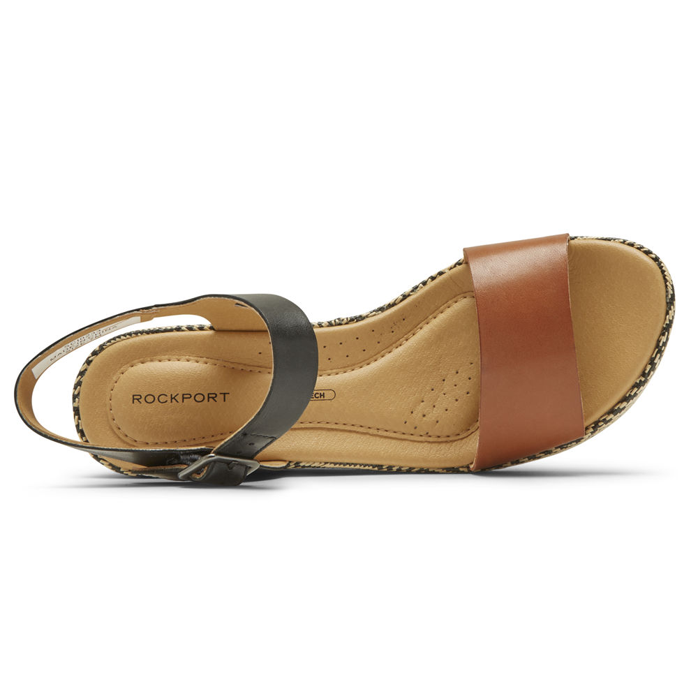 Sandalias Rockport Mujer Mexico - Lyla Ankle-Strap Negros/Marrom - WNODF3451